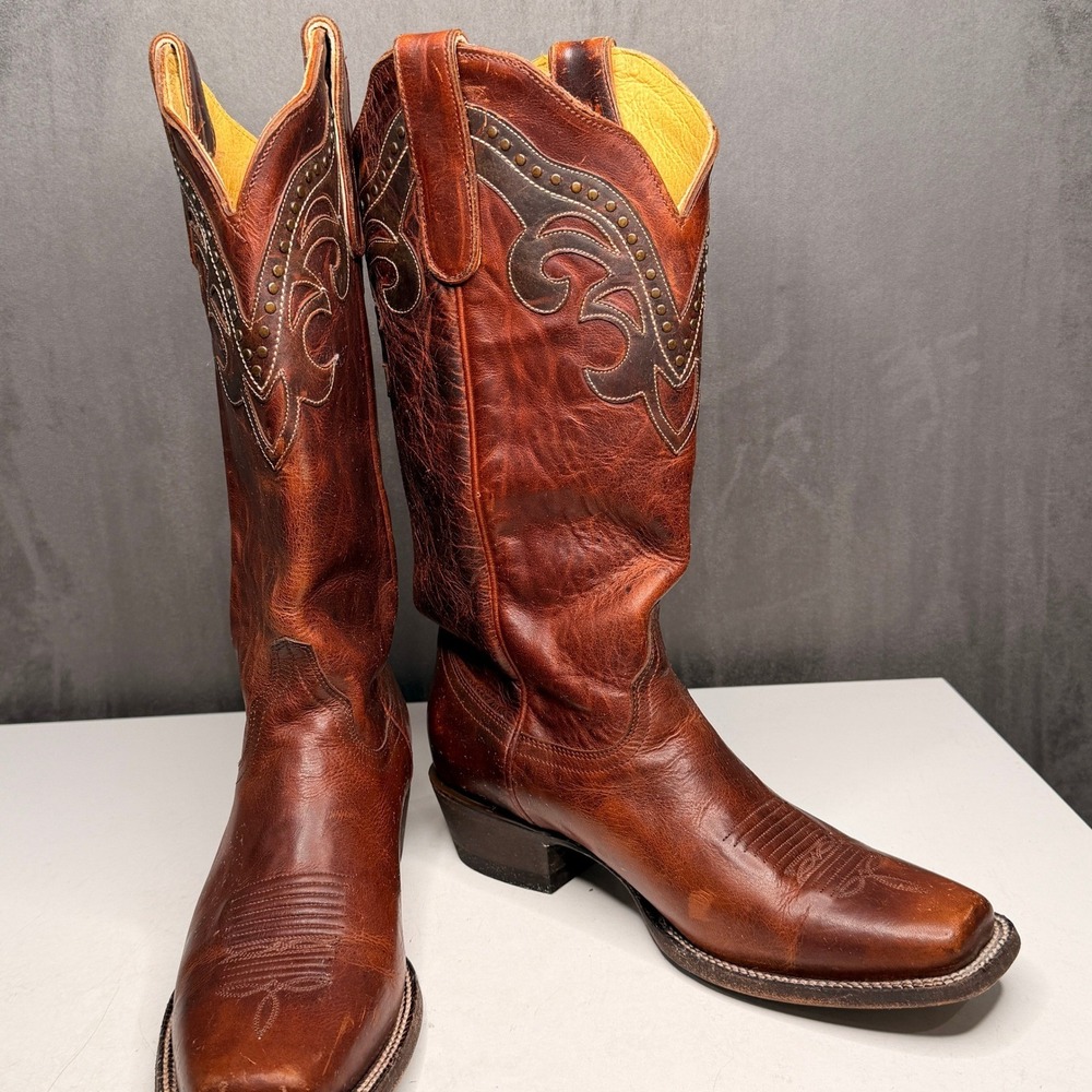 Idyllwind Boots Womens 9B Brown Leather Square Toe Studded Tough Cookie Western - Picture 5 of 10